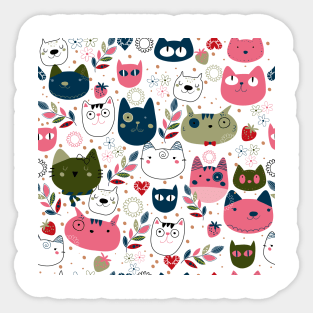 Cartoon Cute Cat Pattern Art Design Sticker